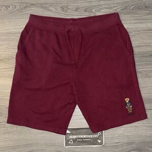 Polo Ralph Lauren Men’s Burgundy Red Preppy Bear Fleece Cotton Shorts NWOT